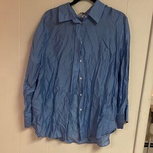 H&M Robins Egg Blue Button Down Shirt Satin effect